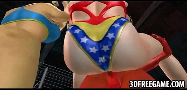  Two 3D superhero babes are getting fucked by a redman